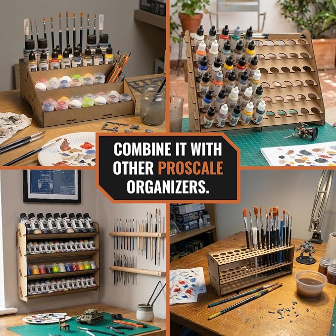 PROSCALE Mini Paint Holder for Miniatures & Modeling, Compact Project Paint Organizer Tray for 33mm Pots, Portable Tabletop Paint Rack, Compatible with Citadel (33mm)