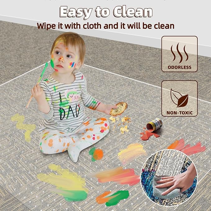Lebata Office Chair Mat for Carpet Floor, 48" x 65", Slip Resistant Heavy Duty Under Desk Protector for Low Pile Carpets, Rolling Computer Mat with Studs for Home