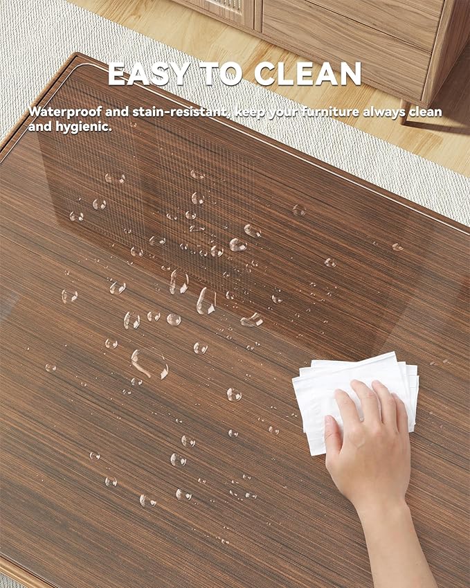 Oterri Clear Writing Desk Pad, 12’’x36” Heat Resistant Waterproof PVC Round Edge Durable Desk Protect Mat, Anti-Static Writing Mat Table Protector