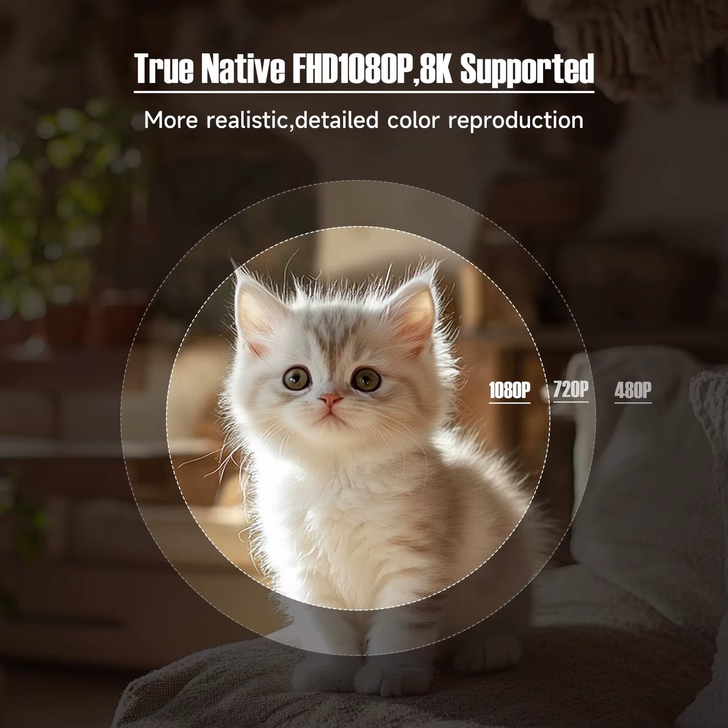 Native 1080P 650ANSI 8K Android 14 L018 360ยฐ Projector with Auto Keystone Focus Air Mouse Wifi6 BT5.4 Portable Outdoor