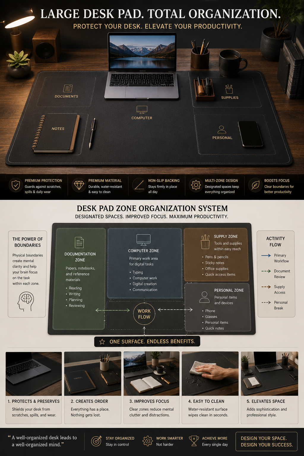 Desk Pads: Organization Psychology & Surface Protection