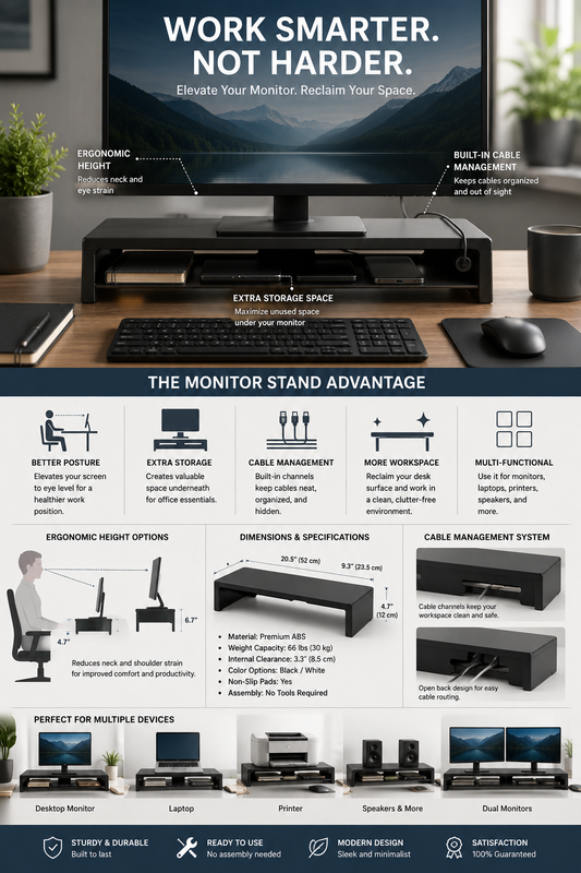 Monitor Stands & Screen Organization: Ergonomics Meets Storage