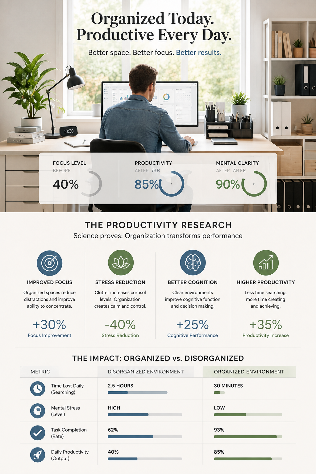 Productivity and Organization: The Science of Organized Workspaces