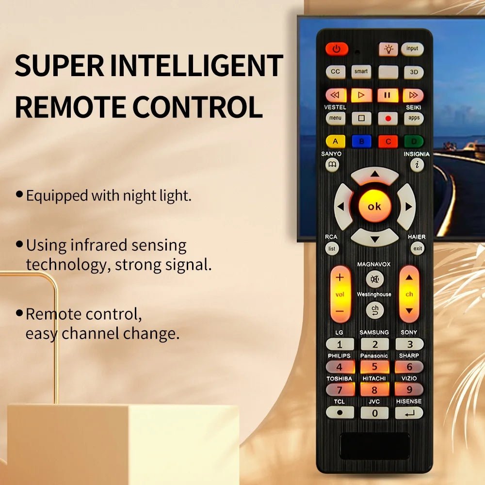 Universal RC-G008 Replcement Remote Control for All Models and Brands TV with Light in the Night