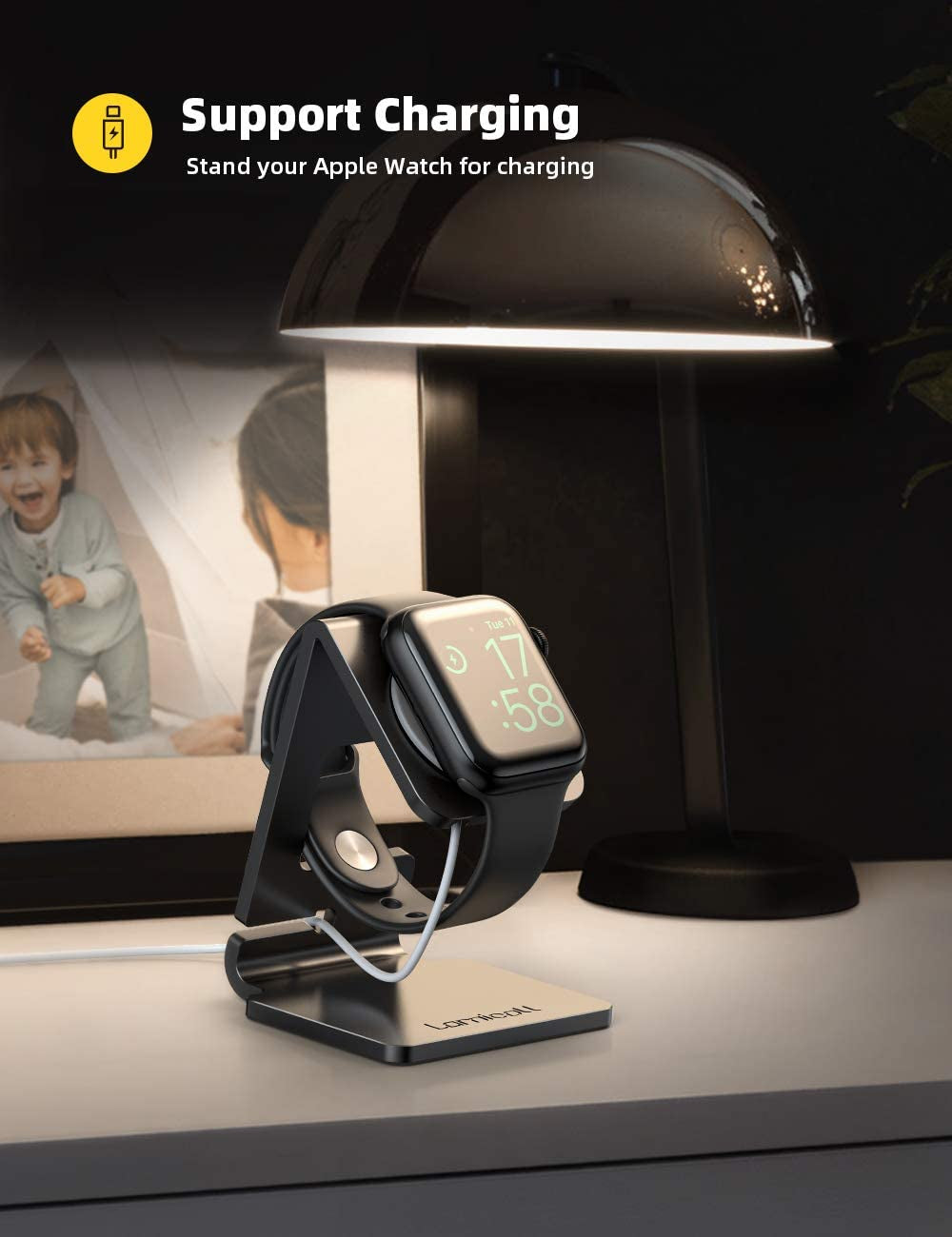Watch Stand for Apple Watch Magnetic Fast Charger | Aluminum Alloy Desk Charging Stand Holder Dock for Iwatch SE3 SE2 Ultra 3, Series 11 10 9 8 7 6 5 (49/46/45/44/42/41/40/38Mm)