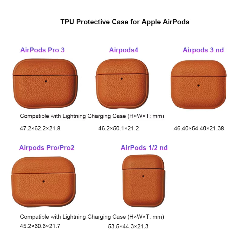 Leather Texture Case for Apple Airpods 1 2 3 4 Pro Air Pods Wrieless Bluetooth Earphone Protective Cover Anti-Lost Headphone Bag