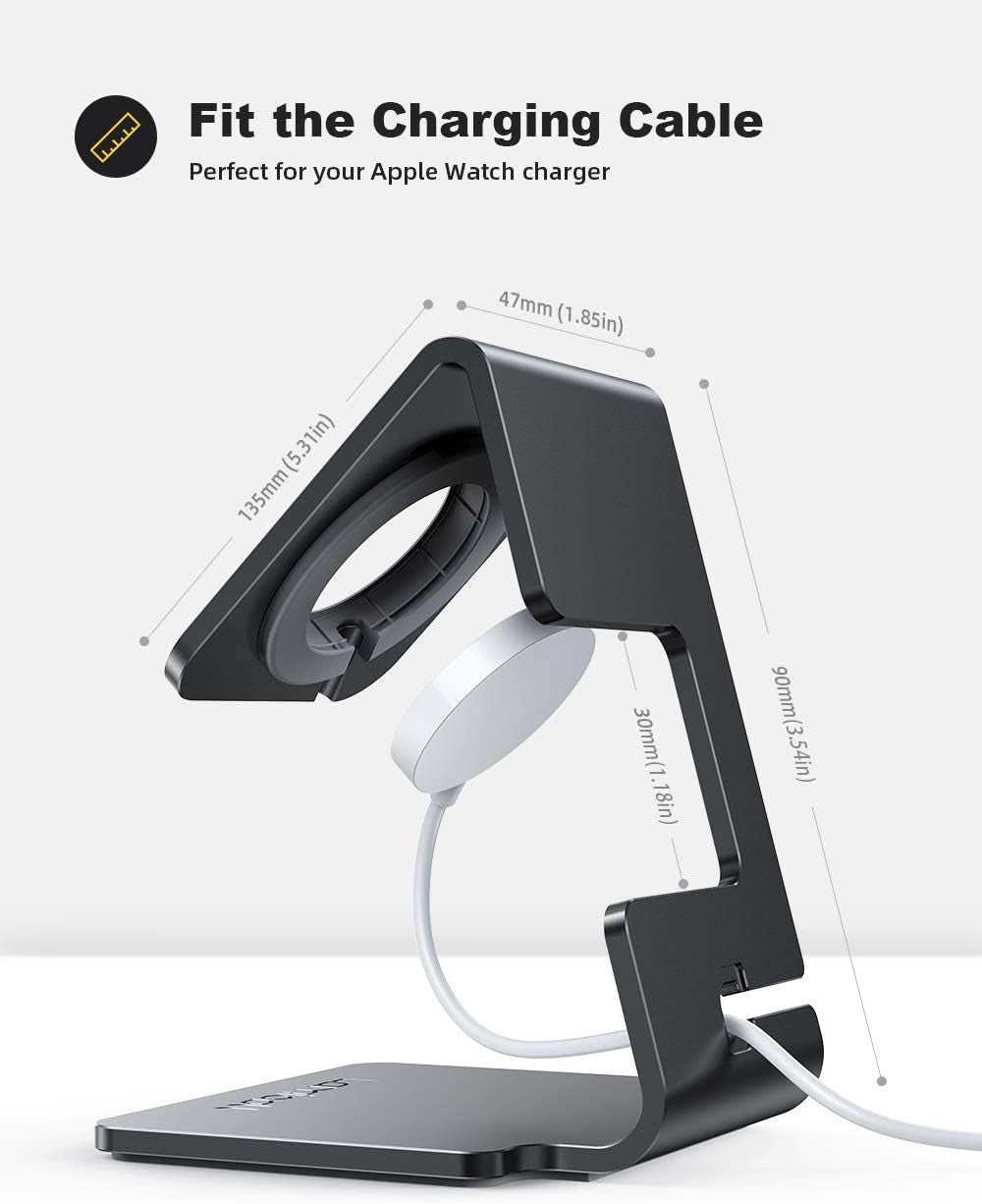 Watch Stand for Apple Watch Magnetic Fast Charger | Aluminum Alloy Desk Charging Stand Holder Dock for Iwatch SE3 SE2 Ultra 3, Series 11 10 9 8 7 6 5 (49/46/45/44/42/41/40/38Mm)