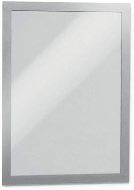 Durable Duraframe Self-Adhesive Sign Holder - Letter-Size 8.5" x 11" Inch - Silver Magnetic Frame - Pack of 2