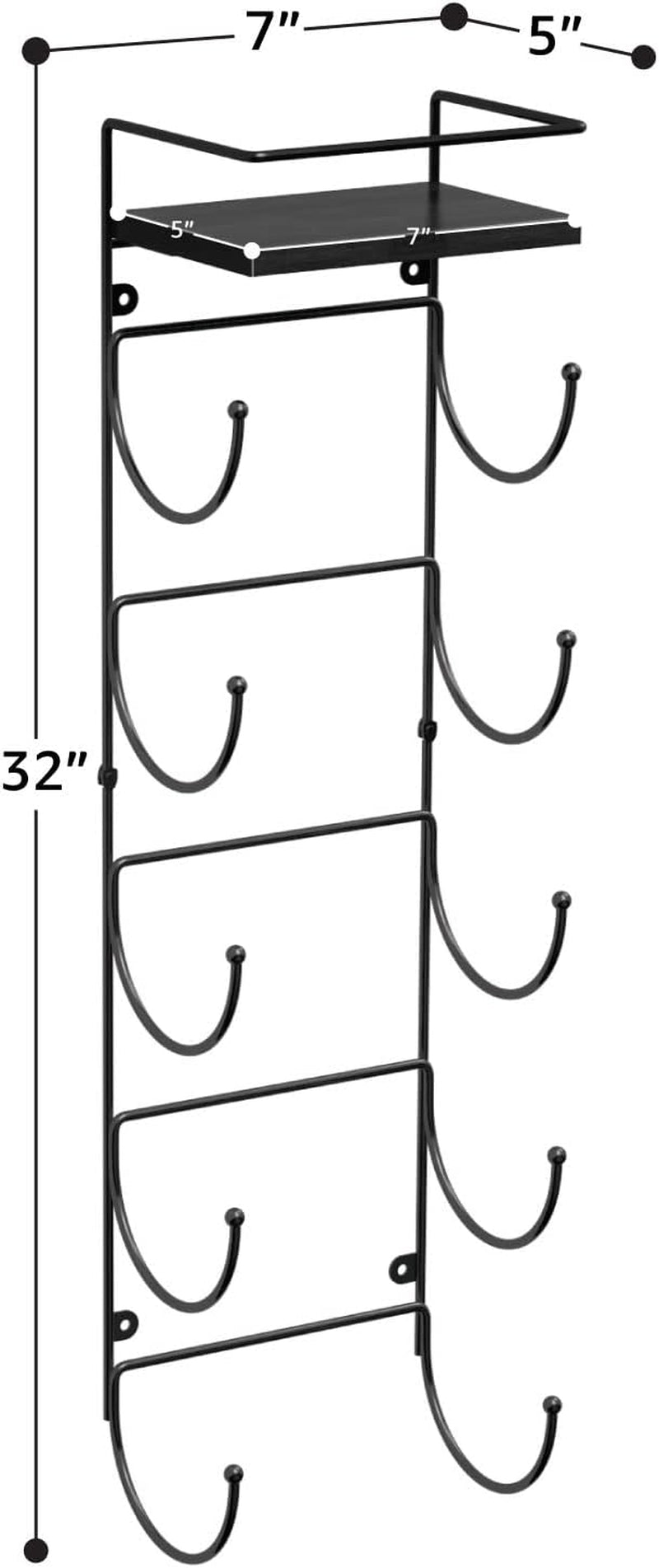 Bathroom Towel Holder - 5 Tier Metal Towel Rack with Wood Shelf for Rolled Bath Towels, Washcloths, Linens, Hand Towels, Soaps & Accessories - Wall Mounted Towel Rack for Bathroom Towel Storage