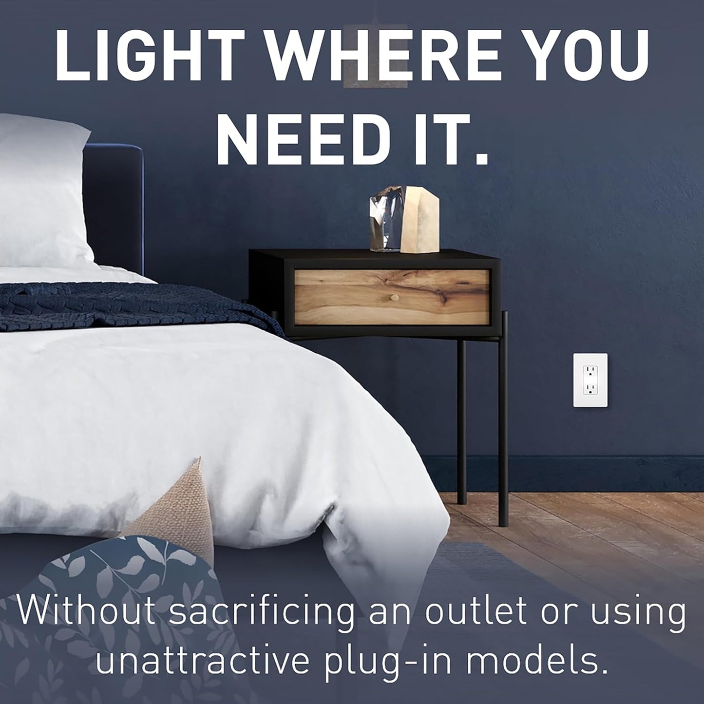 Legrand Radiant Adjustable LED Night Light Outlet, Nightlight Electrical Outlets, Tamper Resistant, Safe for Kids, White, NTL885TRWCC6 |  20-Year, 5 Light Levels, Adjustable Cool-Touch LED Nightlight, Child-Safe Tamper Resistant Decorator Outlet
