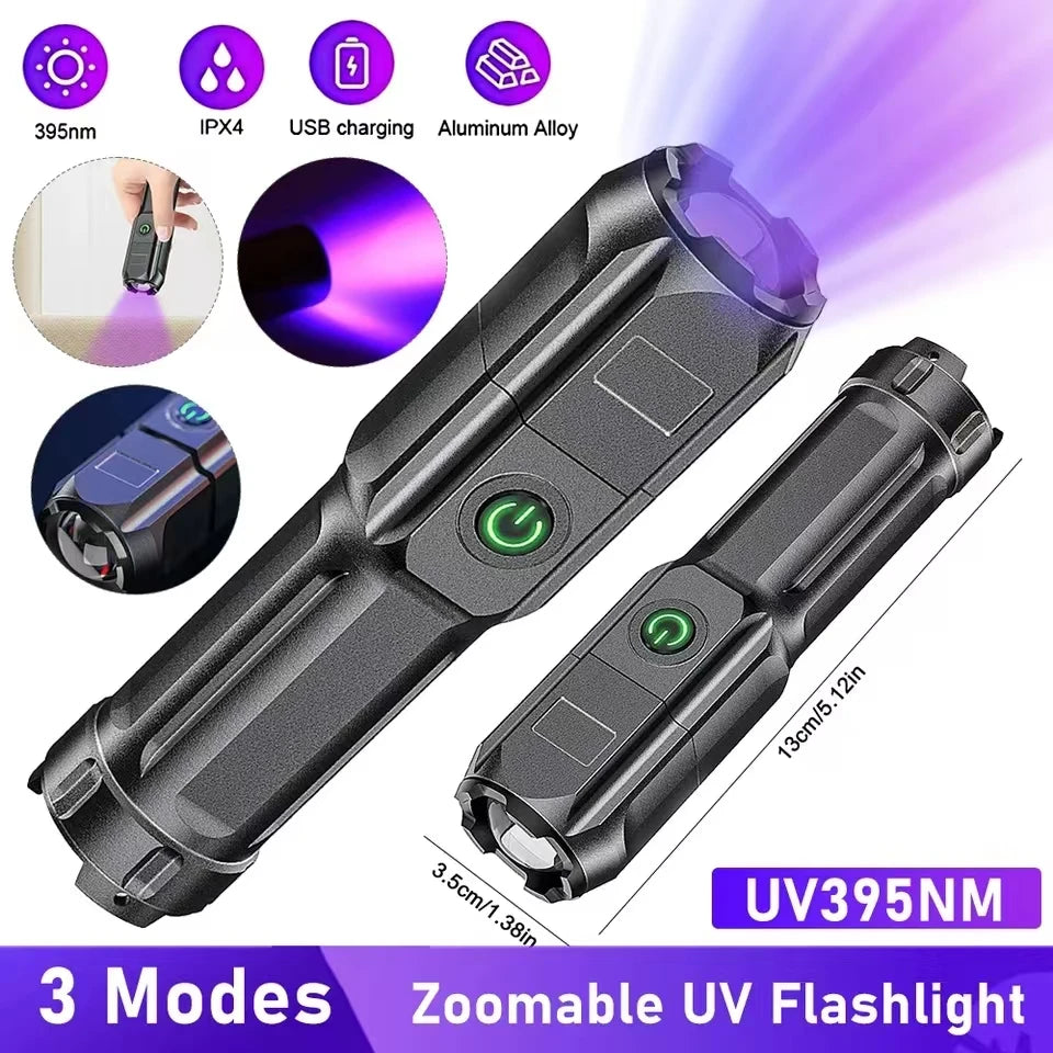 Mini Purple Light Very Strong Led Flashlight High Power Rechargeable Flashlights Ultra Powerful Flashlight with Charging Torch