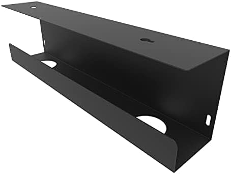 Under Desk 17 inch Wide Cable Management Tray, Power Strip Holder, Metal Cord Organizer, Wire Management for Office and Home, Black (UDCMT17In, Black)