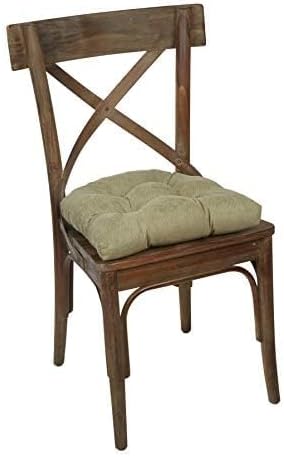 Klear Vu Gripper Overstuffed Universal Non-Slip Dining Chair Cushions for Kitchen Decor or Office Use, U-Shaped Skid-Proof Seat Pad, 15x15 Inches, 4 Count (Pack of 1), Linear Thyme Green