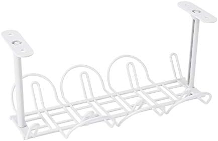 SEIWEI Under Desk Cable Management Tray, No Drill Steel Desk Cable Organizers, Wire Management Tray Cable Management Rack, Desk Cable Tray(White)