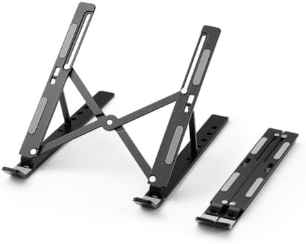 Foldable Laptop Stand, 7-Level Adjustable Aluminum Alloy Tablet Holder, Ultra-Thin Portable Notebook Riser for Desk, Office, Home, Travel (Black,Plastic)