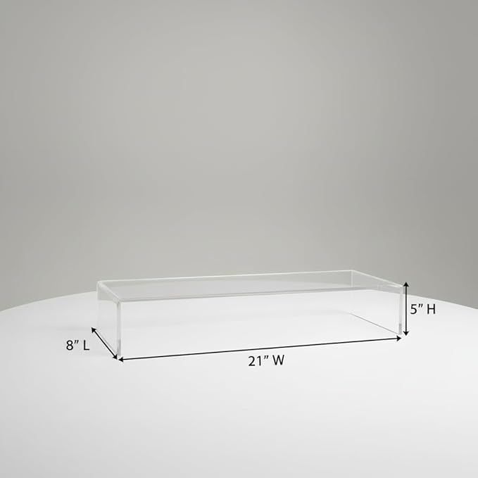 Azar 515360 Acrylic Monitor Stand Riser – Made in USA Laptop stand and Monitor Riser Acrylic Monitor Stand Riser Clear Laptop Stand for Desk Ergonomic Display Riser, Clear (21-Inch-Luxury Handcrafted)