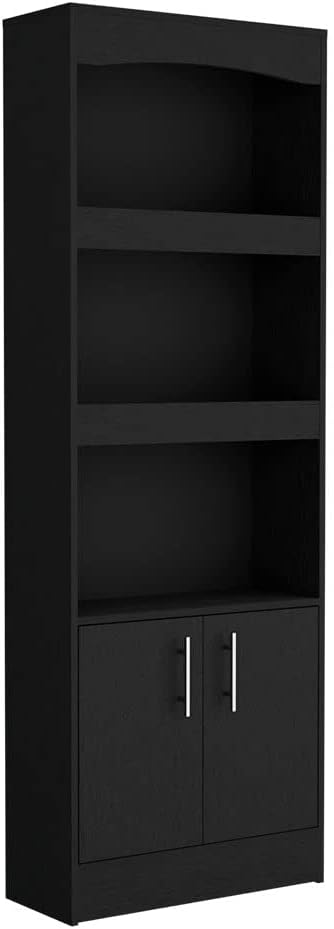 2 Piece Office Desk Set: Modern Computer Desk with Bookshelf - Dark Gray Wood Home Office Furniture for Content Creators & Remote Work Spaces