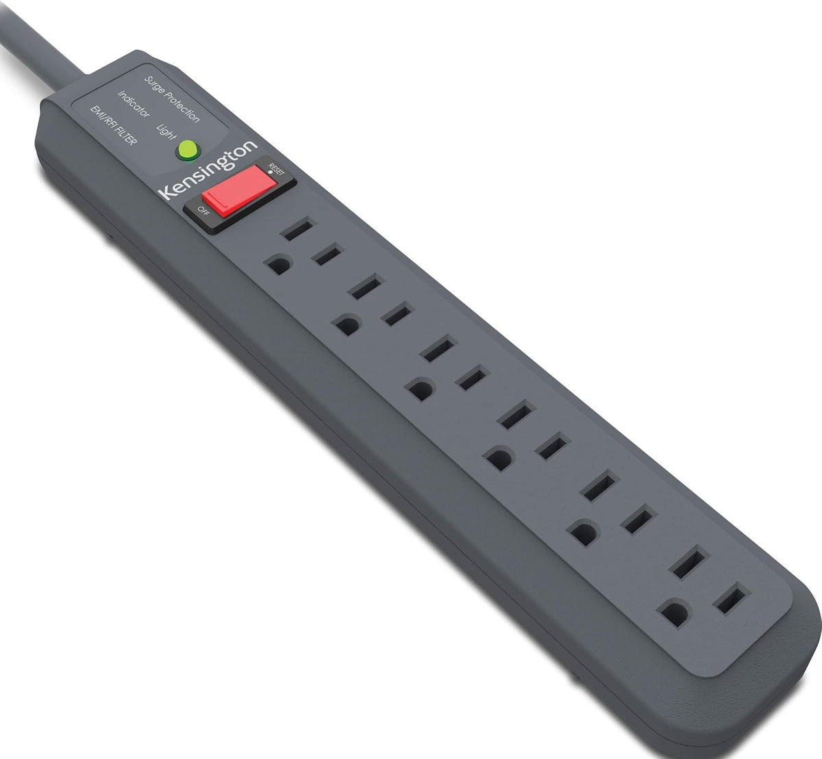 Kensington Guardian 6 Outlet Power Strip, 15Ft Surge Protector, 15-Foot Cord, 540 Joules, Black(K38215Na), Plastic, Rubber