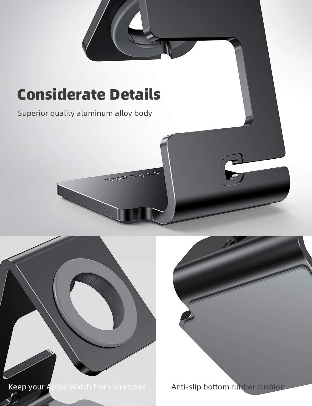 Watch Stand for Apple Watch Magnetic Fast Charger | Aluminum Alloy Desk Charging Stand Holder Dock for Iwatch SE3 SE2 Ultra 3, Series 11 10 9 8 7 6 5 (49/46/45/44/42/41/40/38Mm)
