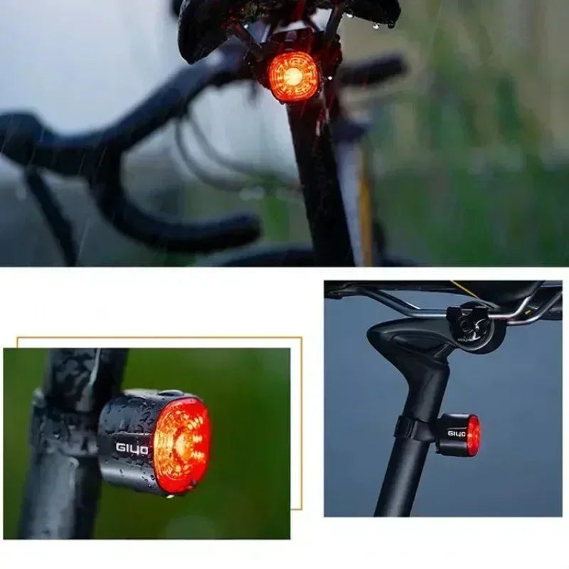 Smart Brake Bicycle Rear Light Auto On/Off Stop Signal Brake Road Bike LED Taillight Type-C Charge MTB Cycling Safety Flash Lamp