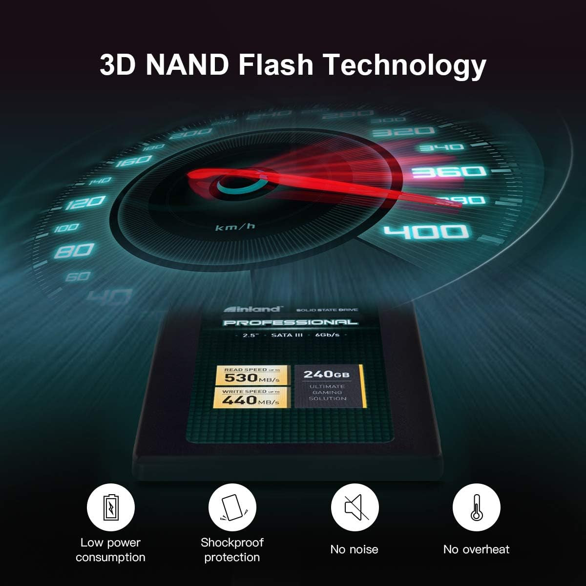 Pro 240GB SSD 3D NAND SATA III 2.5" 7Mm Internal Solid State Drive | 3D TLC NAND Flash, up to 530Mb/S Read & 440Mb/S Write, SATA III 6Gb/S Interface, Laptop & Desktop PC Upgrade, Professional