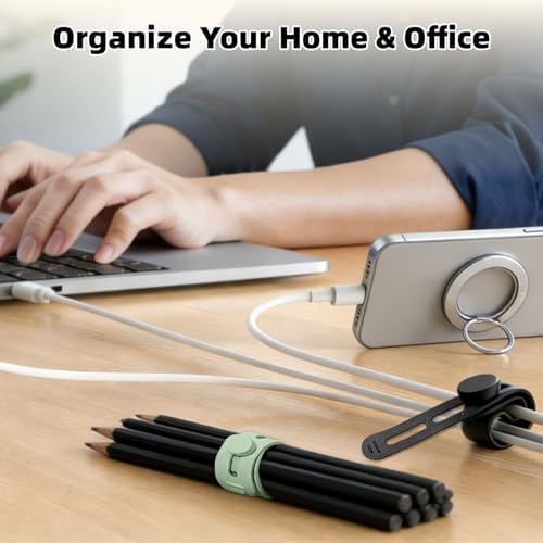 56Pcs Silicone Cable Ties Reusable, Multipurpose Cable Management Organizer, Adjustable Fastening Cable Straps with Locking Buckles, High Elasticity Cord Organizer, Travel Essentials