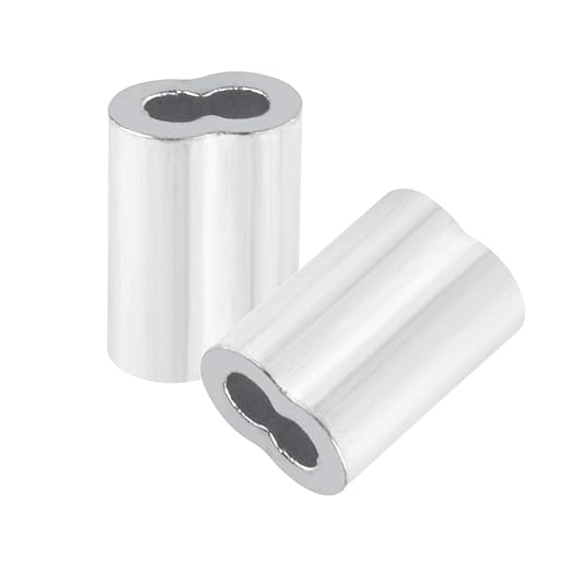 800pc Aluminum Crimping Loop Sleeve Ferrule Cable Ferrule Crimping Loop Sleeve Wire Rope Sleeves for 1/16" Diameter Wire Rope and Cable