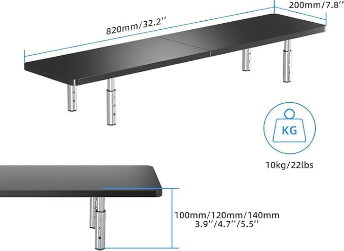 suptek Dual Monitor Stand Riser,Large Monitor Laptop Stand Riser 3 Adjustable Heights Computer Stand for Laptop, Printer, Notebook(MST016)