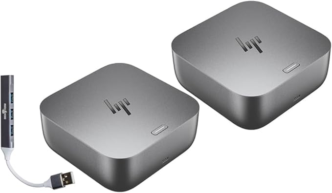 HP 100W G6 Thunderbolt 4 Dock Port Replicator Bundle with DKZ Hub 9X472UT#ABA (Universal Thunderbolt/USB-C Docking Station, Data Transfers to Any Brand Laptop, Single Cable for Charging) 2 Pack