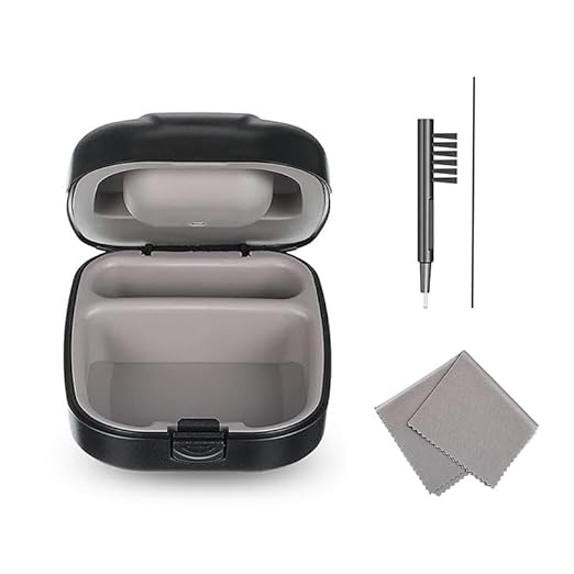 Hearing Aid Hard Case Pocket Size with Cleaning Cloth Brush Tools for Sound Amplifier(Black)