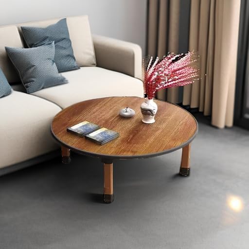 Folding Round Japanese-Style Tea Coffee Table Low Table, Foldable Dining Table, Study Table, Small Desk, for Tatami Sitting On The Floor Bedroom Bay Window Tea Room, Space Save(60 * 30cm)