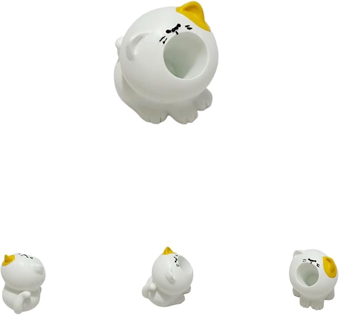 Cute Small Pen Pencil Holder, Kawaii Resin Cat Dog Dinosaur Rabbit Animal Paper Clip Toothbrush Mini Storage Organizer Office Desk Decorations