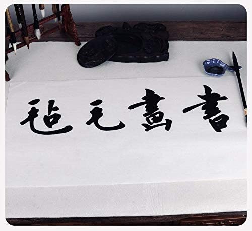 MEGREZ Chinese Calligraphy Drawing Felt Mat, Sumi Xuan Paper Painting Felt Desk Pad for Chinese Calligraphy Writing Japanese Drawing, White, 27.5 x 39.4 inch (70 x 100cm)