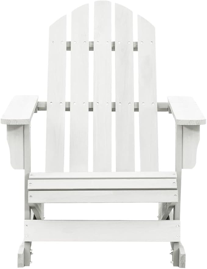 Outdoor Chair with Foot Rest Heavy Duty Beach chairPatio Rocking Chair Wood WhiteSuitable for Garden Patio Living Room