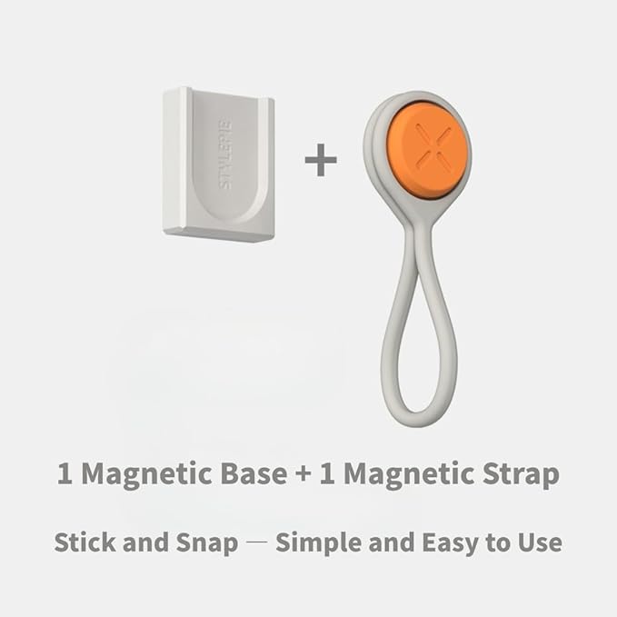 Magnetic Silicone Cable Ties and Mount Base Set, Cord Organizer for Bundling Earphone, Phone Charger, Computer Cords, Reusable Cable Ties management in Home, Office, Kitchen, School, 3Pcs