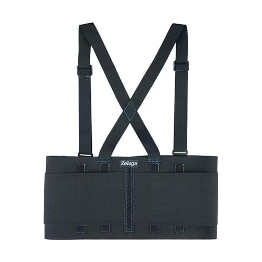 Zeluga 20-541 Industrial Work Back Brace, Back Support Belt with Suspenders, Lower Lumbar Support for Heavy Lifting, Removeable Straps, L/XL