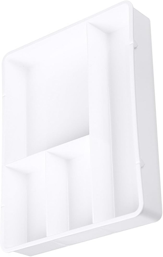 Drawer Divider Tray, Simple Appearance Desk Organizer Box ABS Plastic for Office Student Dormitory (White)