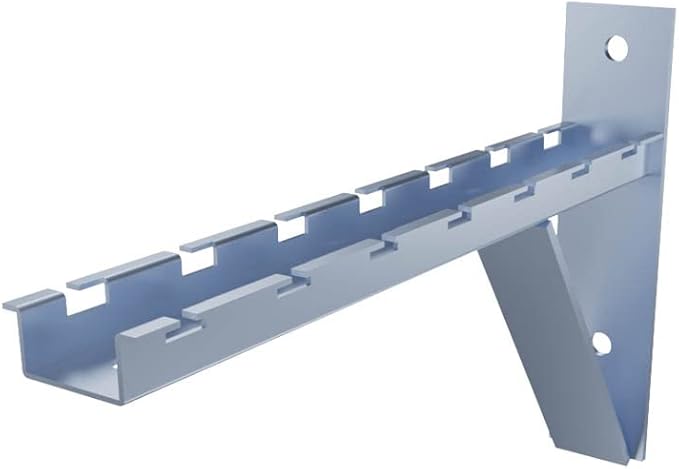 NavePoint Electro Zinc Plated Wire Mesh Cable Tray Bracket, Silver Steel, Triangle, Wall Mount, 300mm, 2 Pack