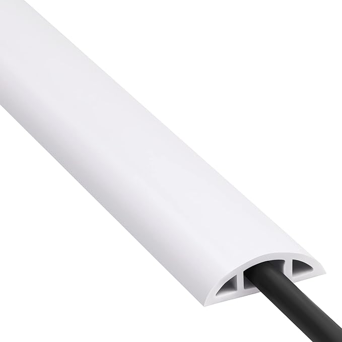ZhiYo 6ft Cord Covers for Wires on Floor, Cord Hider Floor Hide Power Extension Cords, Soft PVC Cable Cover Cable Protector, Wire Cavity W0.47in H0.28in, White