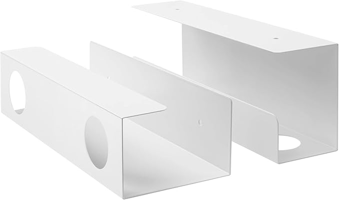 Under-Desk Cable Management Trays - Two 12" Trays in the Set - Perfect Storage for Cables, Power Bars, and Adaptors - White
