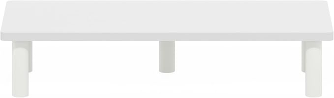 Furinno Turn-N-Tube Monitor Stand Riser, 23.6" Wide Rectangle Monitor Riser, Laptop Stand for Desk, Office Desk Accessories, Desktop Organizers and Accessories, Toolless Assembly, White