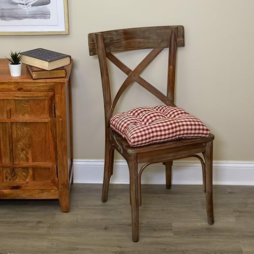 Klear Vu Gripper Overstuffed Universal Non-Slip Dining Chair Cushions for Kitchen Decor or Office Use, U-Shaped Skid-Proof Seat Pad, 15x15 Inches, 2 Count (Pack of 1), Gingham Red