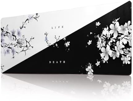 Big Mouse Pad Large Mousepad Gaming Desk Pad Desk Mat Office Decor Accessories (Cherry Blossom in Ink)