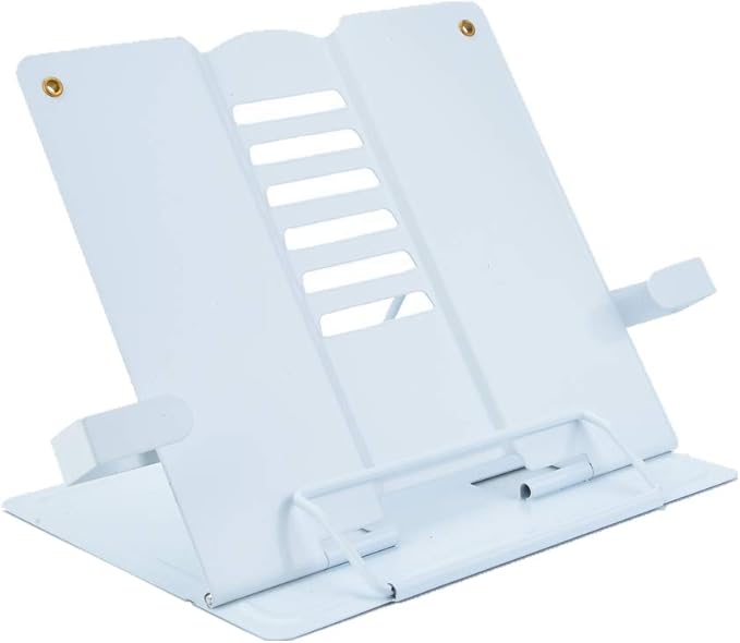 Citmage Desk Book Stand Document Holder Heavy Duty Metal Reading Stand for Book Magazine Menu Speech with 6 Adjustable Positions (Upgrade Edition White)