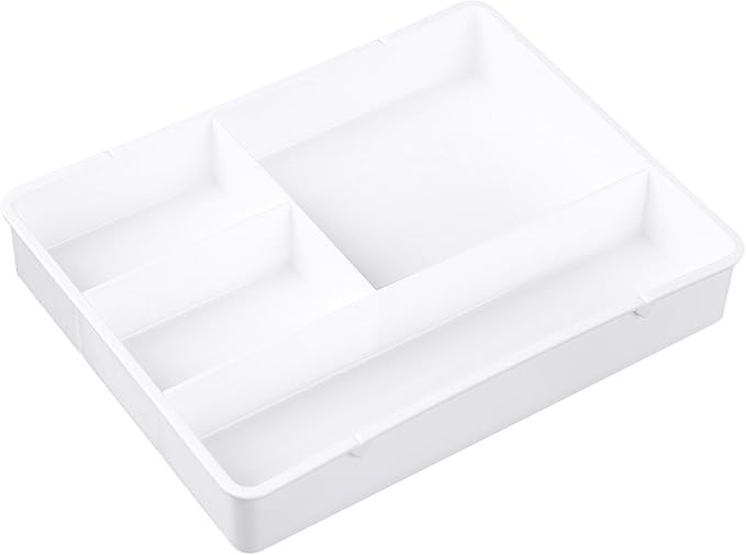 Drawer Divider Tray, Simple Appearance Desk Organizer Box ABS Plastic for Office Student Dormitory (White)