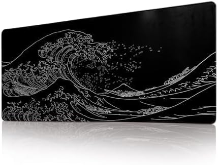 Gaming Mouse Pad Desk Pad XL Large Mouse Mat Office Decor Accessories (Black Wave)
