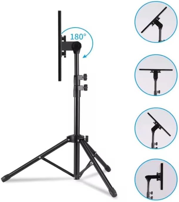 Adjustable Laptop Stand Tripod with Phone Mount, Height 25.6-63 inches, Non-Slip Tray, 33 lb Capacity, Black