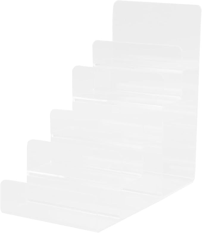 Cabilock 5-Tier Multi-Layer Acrylic Wallet Display Stand Tabletop Organizer Rack for Wallets Purses Sunglasses Jewelry Storage 7.67X7.28X3.93 Inches Clear