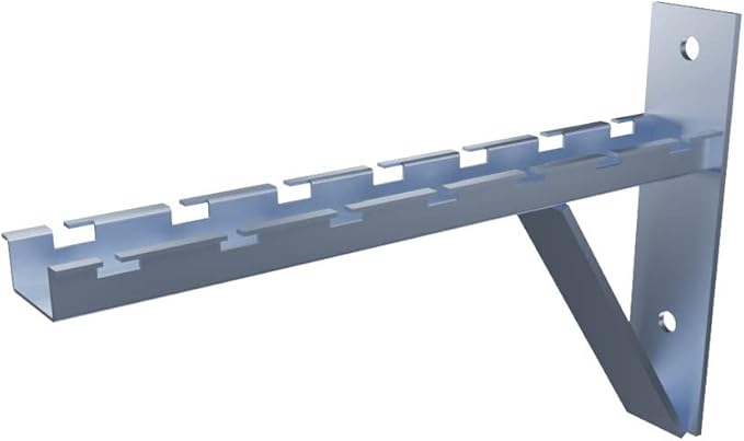 NavePoint Electro Zinc Plated Wire Mesh Cable Tray Bracket, Silver Steel, Triangle, Wall Mount, 300mm, 2 Pack