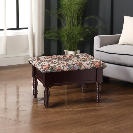 Frenchi Furniture Foot Stool, 15.8"D x 11.8"W x 9.8"H, Cherry
